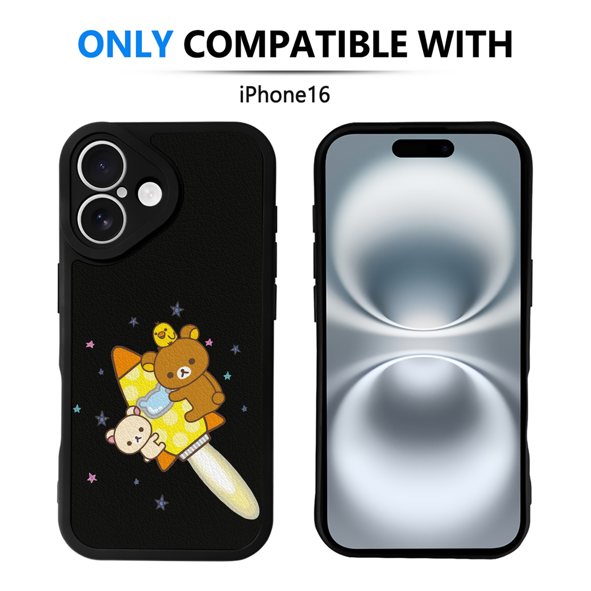 （画像用） リラックマ リラックマ キイロイトリ Rilakkuma Korilakkuma Kiiroitori 【iPhone 16シリーズ対応】シリコンスマホケース（レザー調） 材質：シリコン